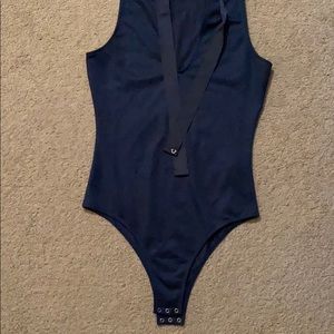 True Religion Mesh Bodysuit with hood.